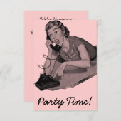 レトロ16th誕生日パーティー 招待状 (正面/裏面)