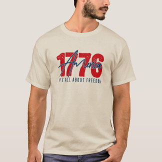 レトロ1776アメリカン・スクリプト＆ブロックレター・ロゴ Tシャツ