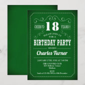 レトロ18歳の誕生日パーティー - 緑と白 招待状 (正面/裏面)