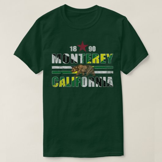 レトロ1890モントレーカリフォルニア州旗 Tシャツ (デザイン正面)