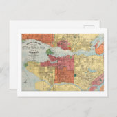 レトロ1914バンクーバーブリティッシュコロンビアの地図 ポストカード (正面/裏面)