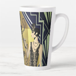 レトロ1920年のダンサーズ黒金ゴールド カフェラテマグ