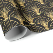 レトロ1920sアールデコブラック金ゴールド幾何学的パターン ラッピングペーパー (ロールコーナー)
