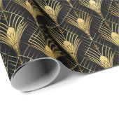 レトロ1920sアールデコブラック金ゴールド幾何学的パターン ラッピングペーパー (ロールコーナー)