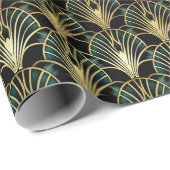 レトロ1920sアールデコ金ゴールド幾何学模様ギフト ラッピングペーパー (ロールコーナー)