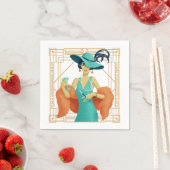 レトロ1920sグラムレディーカクテルアールデコ金ゴールドフレーム スタンダードカクテルナプキン (インサイチュ)