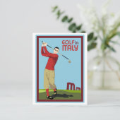 レトロ1920sスタイルゴルフinイタリア旅行広告 ポストカード (スタンド正面)