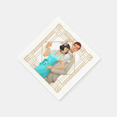 レトロ1920s Glamカップルアールデコ金ゴールドフレーム スタンダードカクテルナプキン (角)