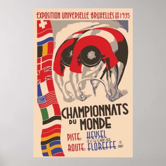 レトロ1930sアートデコデザインサイクリング ポスター (正面)