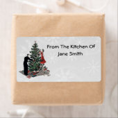 レトロ1940sクリスマスツリーのキッチンラベル ラベル (インサイチュ)