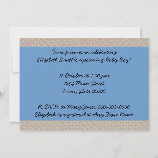 レトロ1940s男の赤ちゃんシャワー 招待状 (裏面)