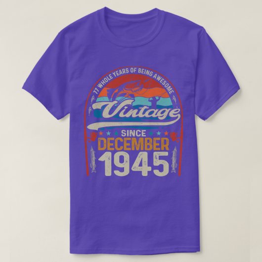 レトロ1945年12月77歳魚釣り恋人77th tシャツ (デザイン正面)