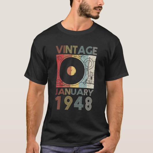 レトロ1948年1月T第74回誕生日ギフト74年O Tシャツ (正面)