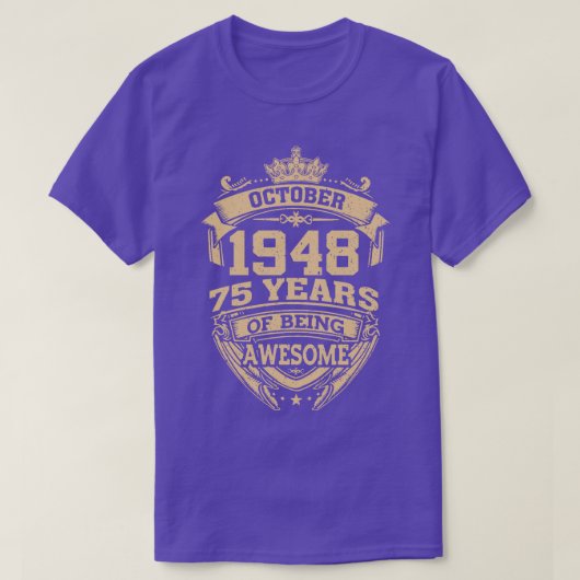 レトロ1948年10月75日素晴らしである Tシャツ (デザイン正面)