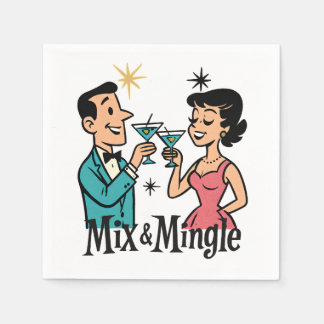 レトロ1950のカクテルナプキンス – MCMカクテルパーティー スタンダードカクテルナプキン