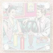 レトロ1950のカップルat Diner ガラスコースター (裏面)