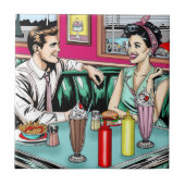 レトロ1950のカップルat Diner タイル (正面)