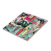 レトロ1950のカップルat Diner タイル (側面)