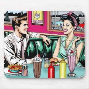 レトロ1950のカップルat Diner マウスパッド