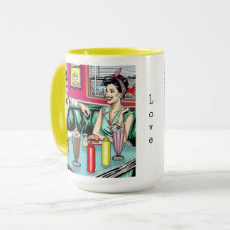 レトロ1950のカップルat Diner マグカップ