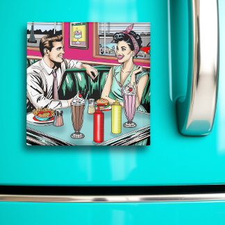 レトロ1950のカップルat Diner マグネット