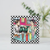 レトロ1950のカップルat Diner 空白の カード (スタンド正面)