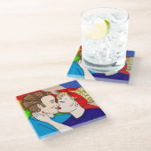 レトロ1950のスタイルアポップ・アートのートカッキスをするト ガラスコースター (アングル)