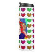 レトロ1950のスタイルアポップ・アートのートカップルキスをするブルネット タンブラー (回転右)