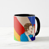 レトロ1950のスタイルアポップ・アートのートカップルキスをするラブ マグカップ (正面右)