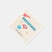 レトロ1950のスタイルオーナメントIメリークリスマス スタンダードカクテルナプキン (角)