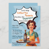 レトロ1950のパーフェクトハウスワイズブライダルシャワー 招待状 (正面/裏面)