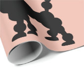 レトロ1950の白と黒のプードルオンピンクの地面 ラッピングペーパー (ロールコーナー)