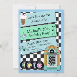 レトロ1950ズディナール誕生日招待状 招待状