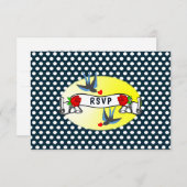 レトロ1950年のロカビリー結婚式の出欠 出欠カード (正面/裏面)