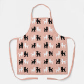 レトロ1950年代かわいい白と黒のプードルピンク エプロン (正面)