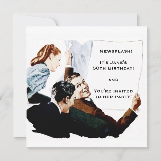 レトロ1950年代の新聞 招待状 (正面)