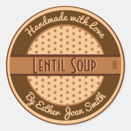 レトロ1950年代カスタム文字食品ラベル水玉模様 ラウンドシール