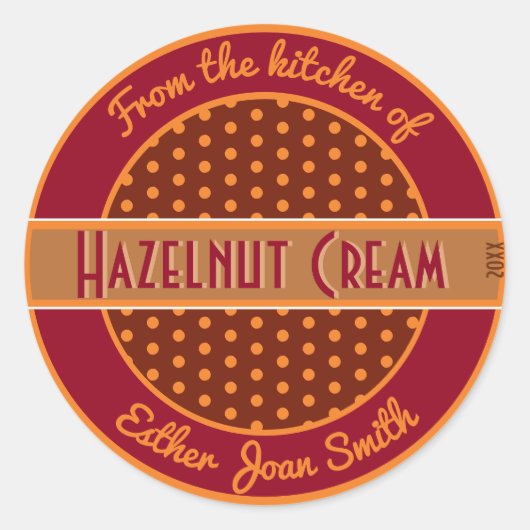レトロ1950年代カスタム自家製食品ラベル水玉模様 ラウンドシール (正面)