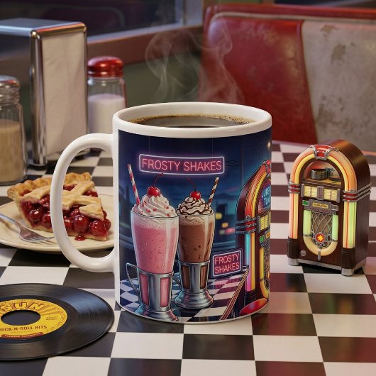 レトロ1950年代ダイナーネオン コーヒーマグカップ