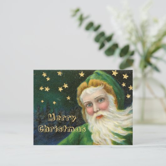 レトロ1950年代ヴィンテージサンタメリークリスマス シーズンポストカード (スタンド正面)