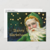 レトロ1950年代ヴィンテージサンタメリークリスマス シーズンポストカード (正面/裏面)