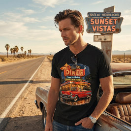 レトロ1950年代 ネオン輝く ダイナー クラシックカー トライブレンドＴシャツ