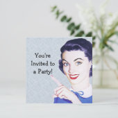 レトロ1950年代 指さす女性 招待状 (スタンド正面)