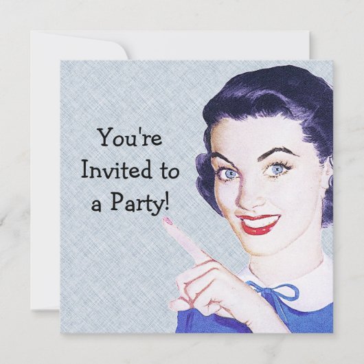 レトロ1950年代 指さす女性 招待状 (正面)