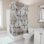レトロ1950sアートダイアモンズタウペベージュ シャワーカーテン (インサイチュ)