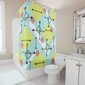 レトロ1950sアートダイアモンズミントグリーンイエロー シャワーカーテン (インサイチュ)