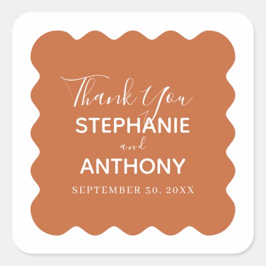 レトロ1950sウェーブエッジテラコッタ結婚ス スクエアシール (正面)