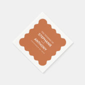 レトロ1950sウェーブエッジテラコッタ結婚ス スタンダードカクテルナプキン (角)