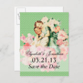 レトロ1950sカップル日付を保存 案内ポストカード (正面/裏面)