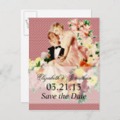 レトロ1950sカップルV2日付の保存 案内ポストカード (正面/裏面)